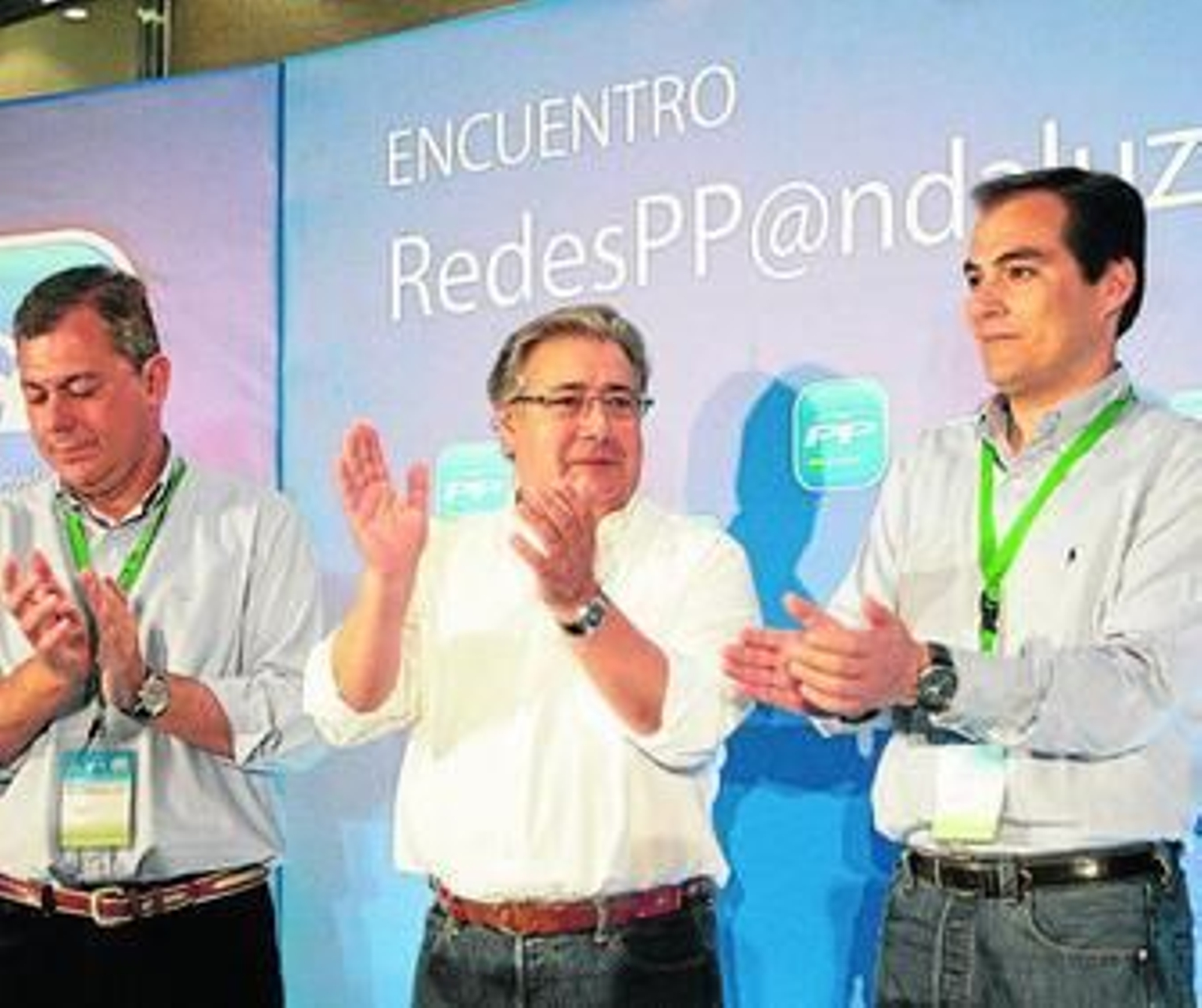 José Luis Sanz, Juan Ignacio Zoido y José Antonio Nieto, ayer en la jornada sobre redes sociales del PP.