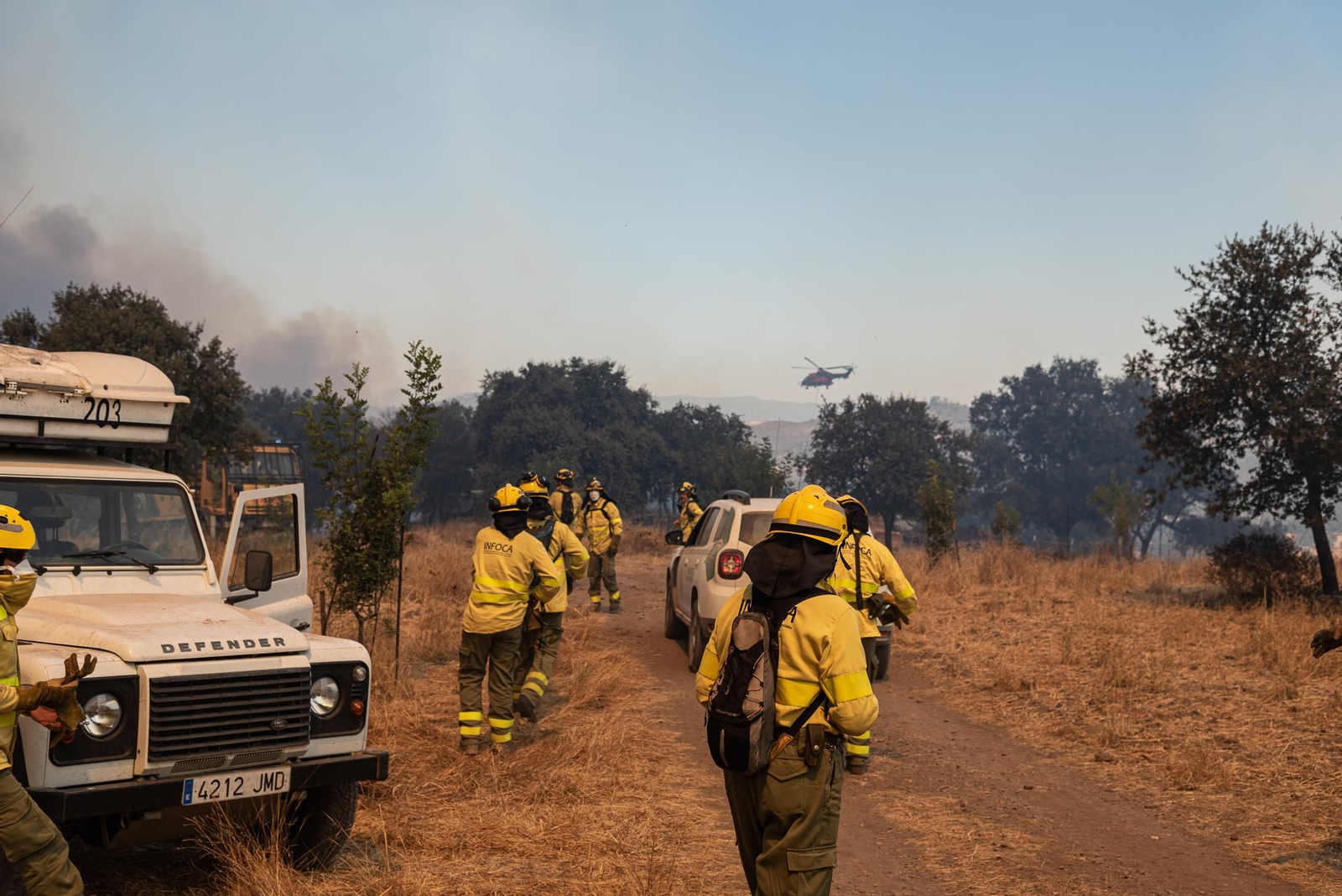 Imágenes del incendio de Almonaster a su paso por Zalamea