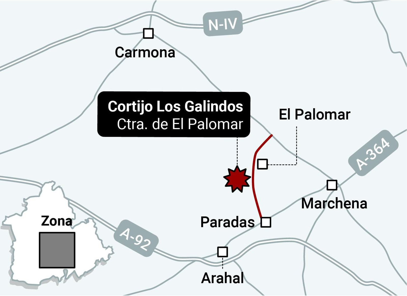 Localización del cortijo de Los Galindos