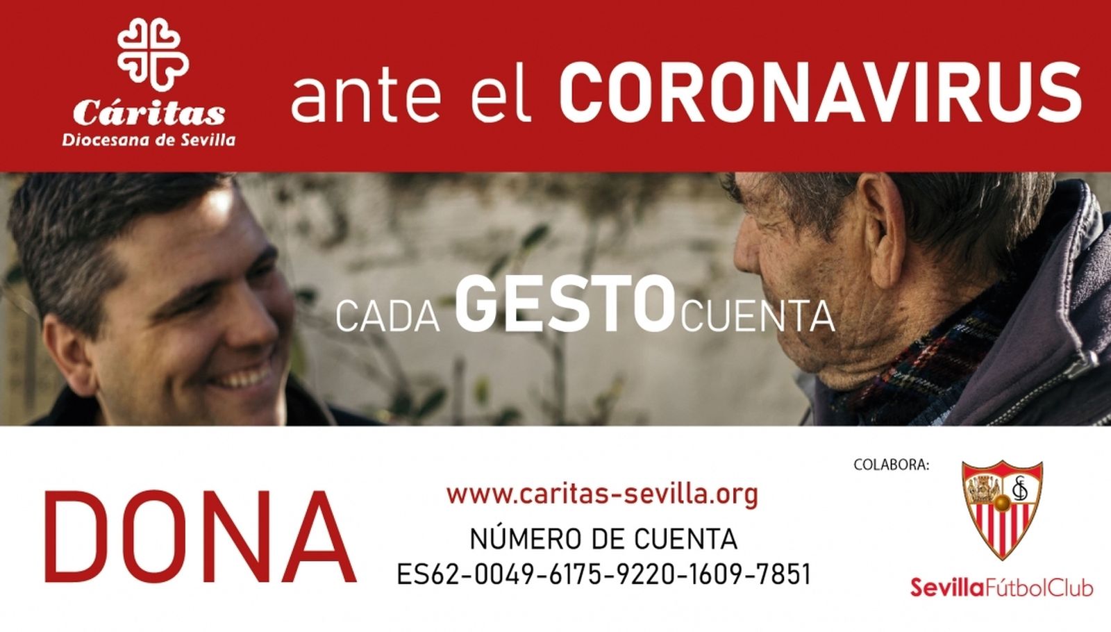 Carátula del Sevilla para la campaña de Cáritas Diocesana 'Cada gesto cuenta'.