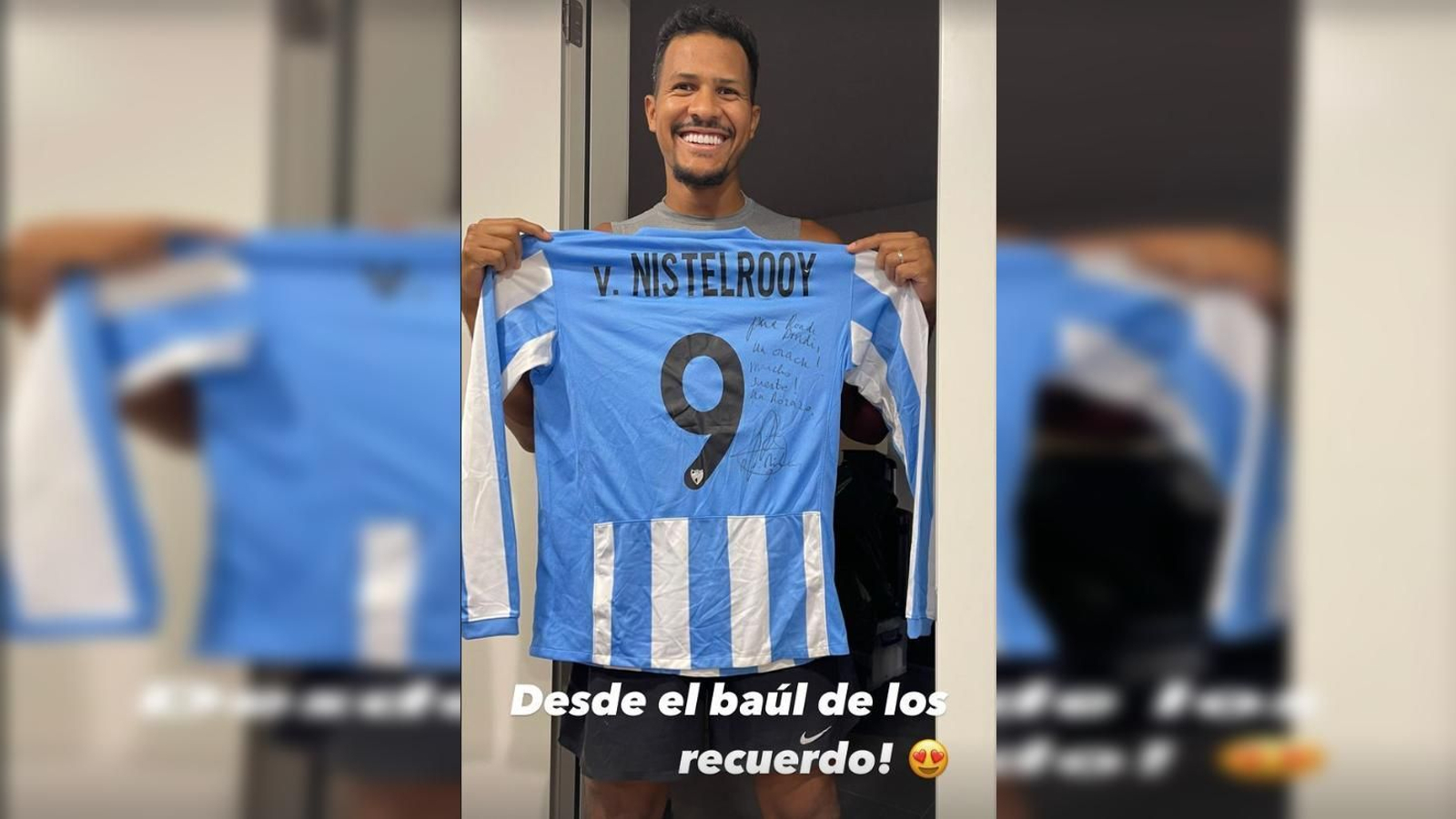 Salomón Rondón luce una camiseta del Málaga firmada por Van Nistelrooy Salomón Rondón luce una camiseta del Málaga firmada por Van Nistelrooy