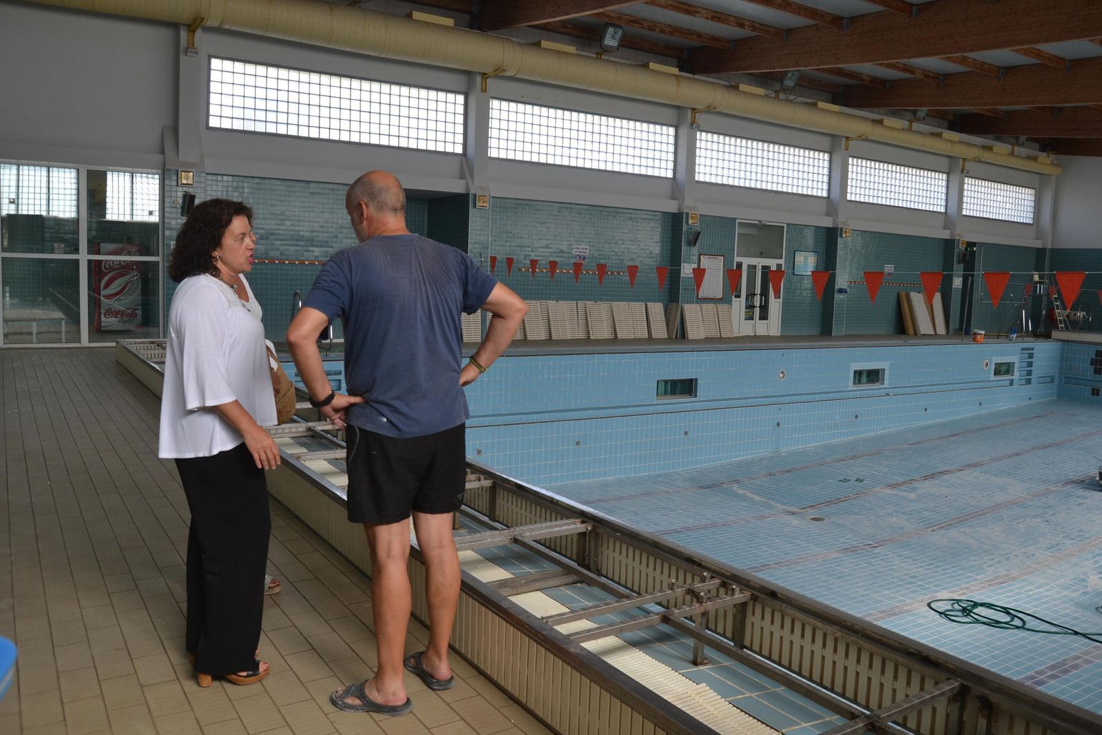 Lebrero, ayer en la piscina de La Magdalena, donde se realizan labores de mantenimiento tras sustituir la cubierta.