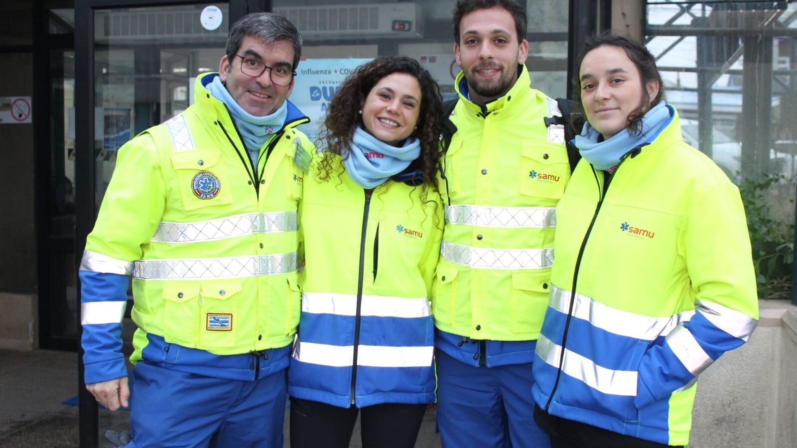 Los cuatro sanitarios que han formado el equipo del SAMU en Chile.