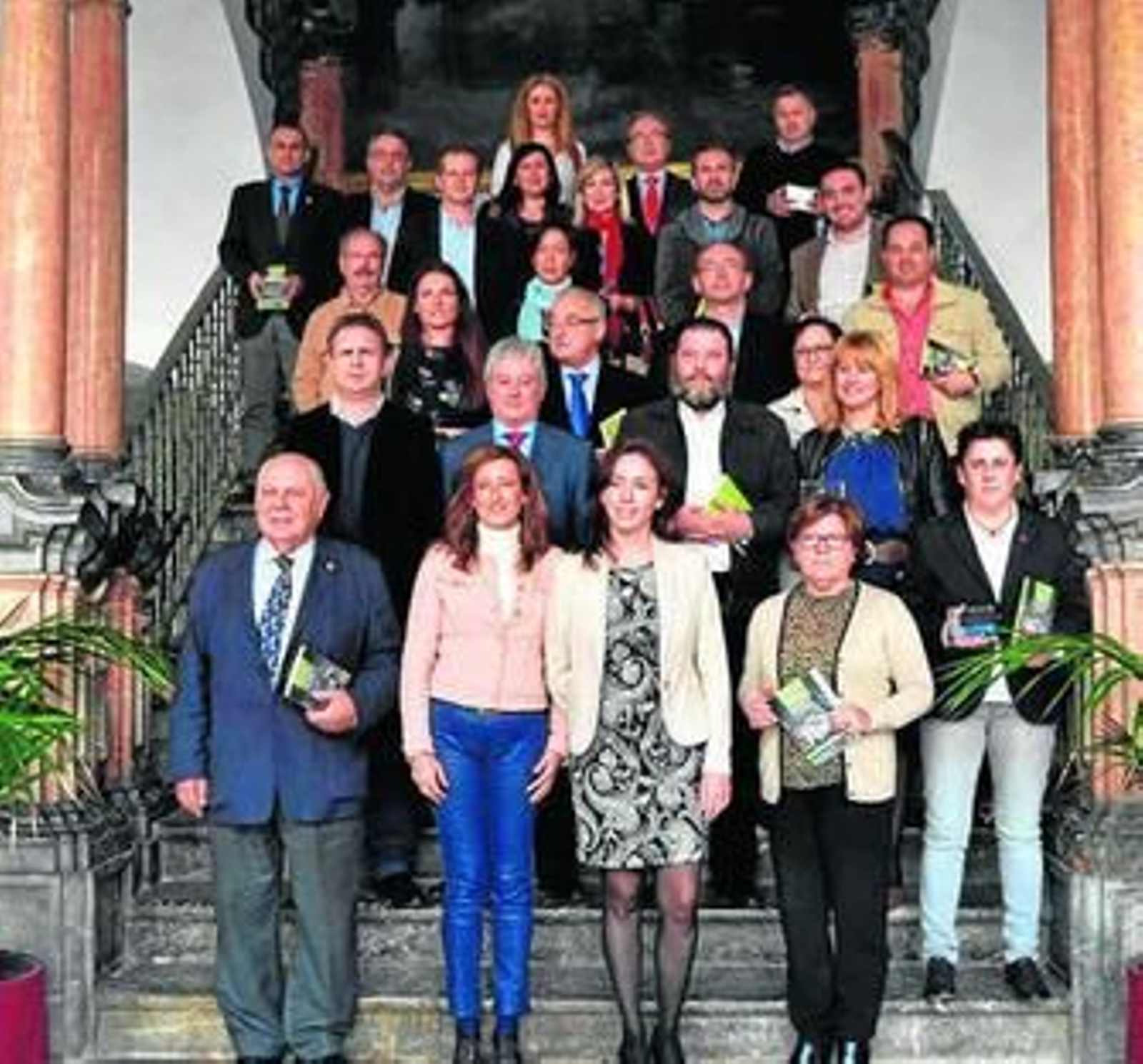 Los premiados, ayer en el Palacio de la Merced.