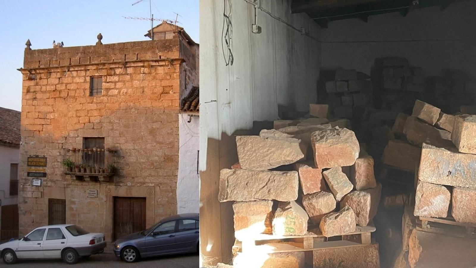 El antes y el después del torreón de Baños de la Encina. El antes y el después del torreón de Baños de la Encina.