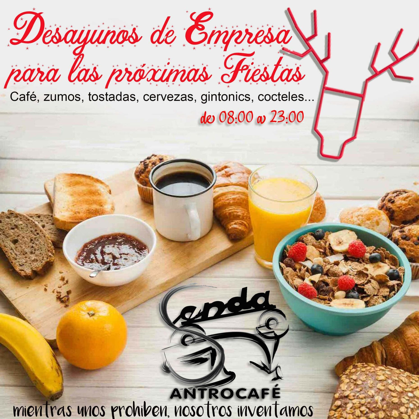 El cartel de los desayunos de empresa de Senda.