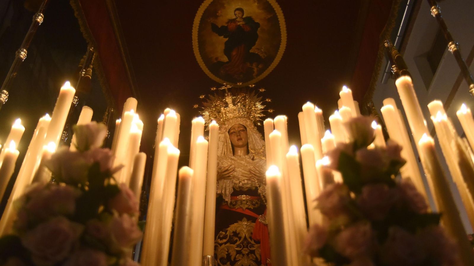 Primer plano de María Santísima de la Caridad, de la hermandad del Buen Suceso