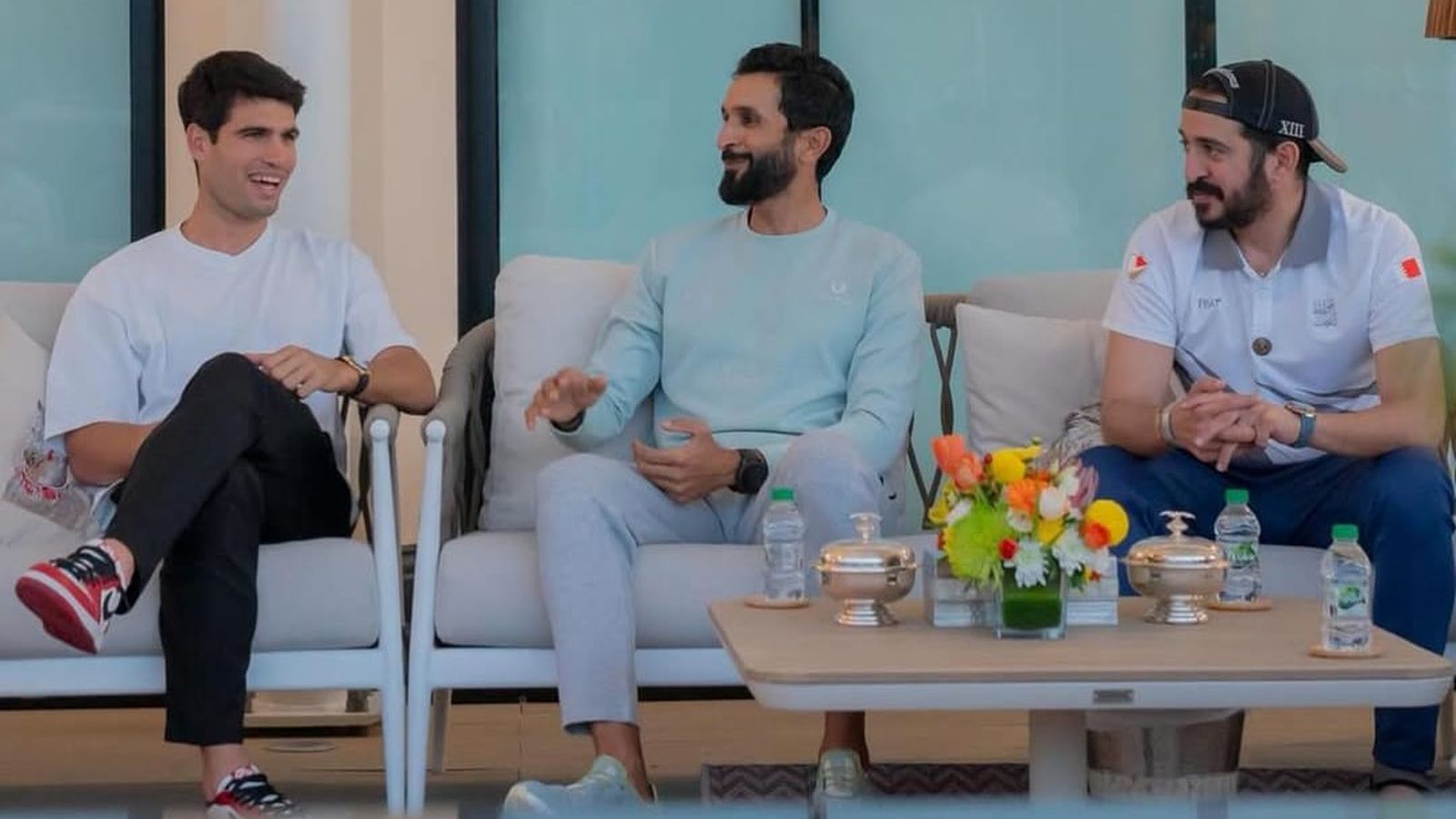 Carlos Alcaraz, durante el encuentro con los propietarios del Córdoba CF.