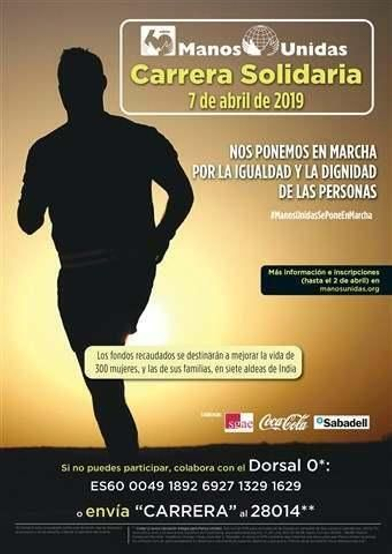 Cartel de la carrera solidaria por el 60 aniversario de Manos Unidas en Sevilla.