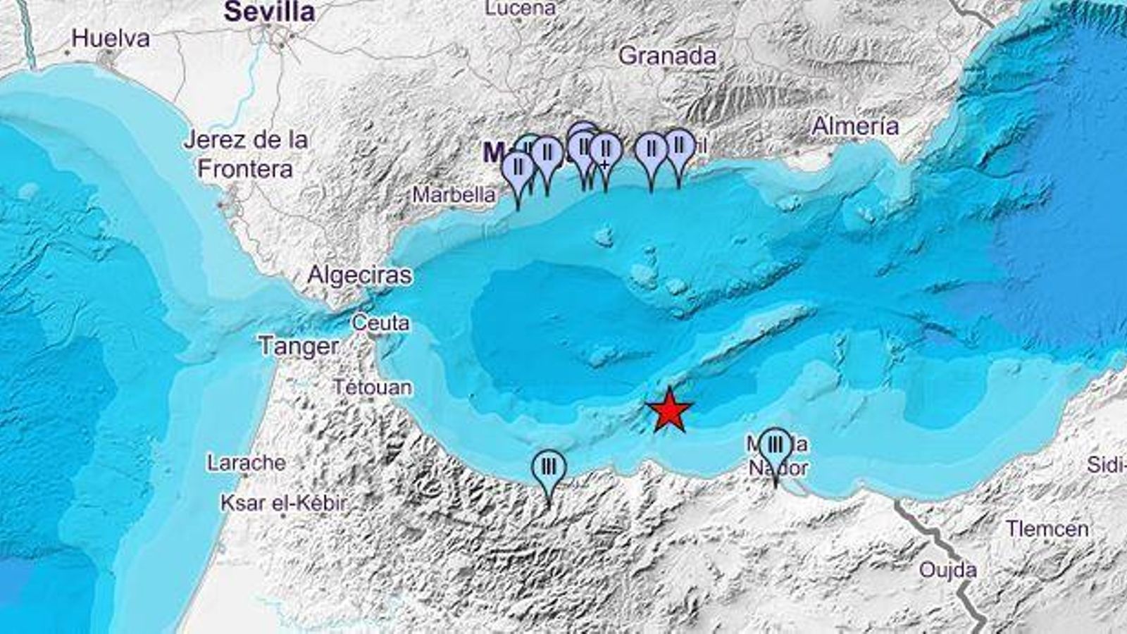 Terremoto de magnitud 4,2 con epicentro frente a las costas de Melilla y sentido en municipios costeros de Málaga y Granada en 2024, registrado por el IGN