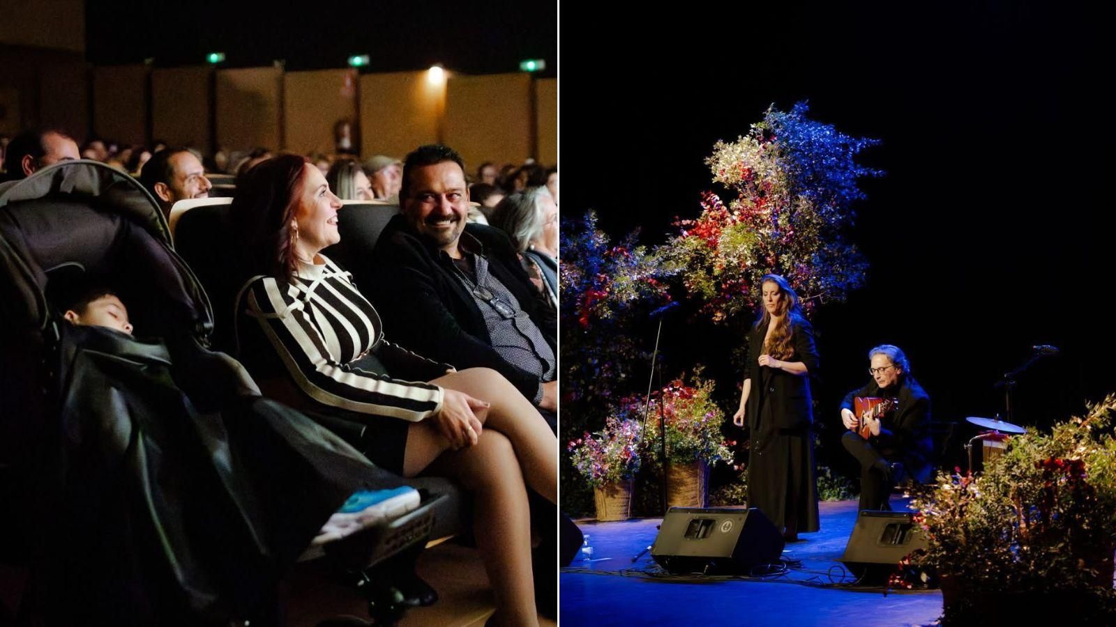 Los padres de Ángel con el pequeño, a la izquierda. A la derecha, la artista Argentina.