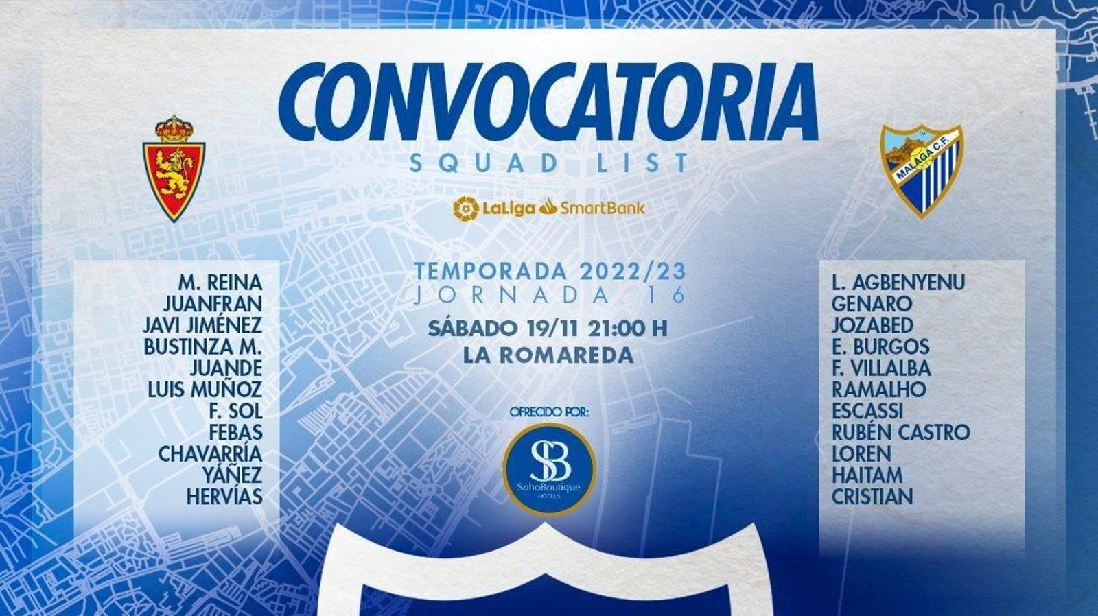 Lista de convocados del Málaga CF para la jornada 16.