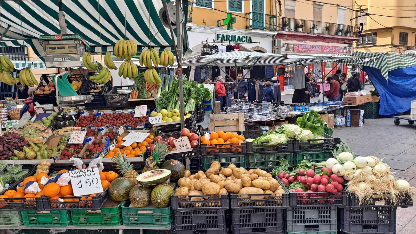Un puesto del mercado de Algeciras este viernes