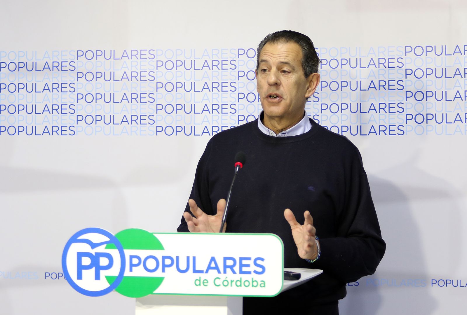 Merino, durante una rueda de prensa en la sede del PP de Córdoba.