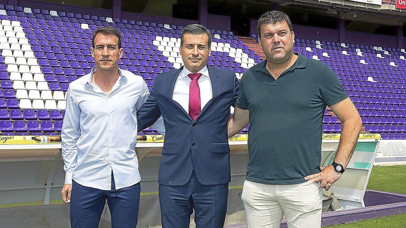 Ángel Luis Catalina y Jesús Sánchez, con Miguel Ángel Gómez, en la etapa en el Valladolid.