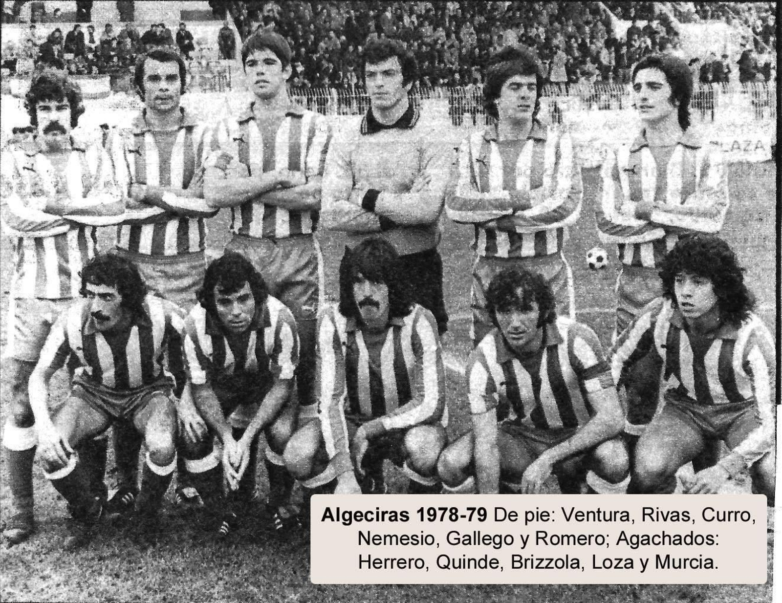 Un alineación del Algeciras de la temporada 78-79.