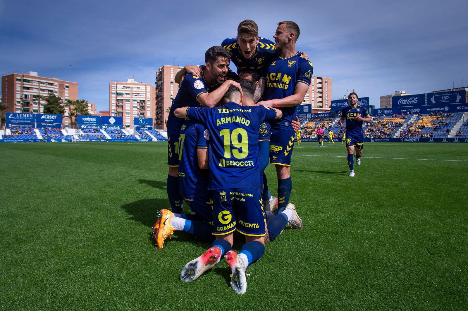 El UCAM celebra un gol en La Condomina.