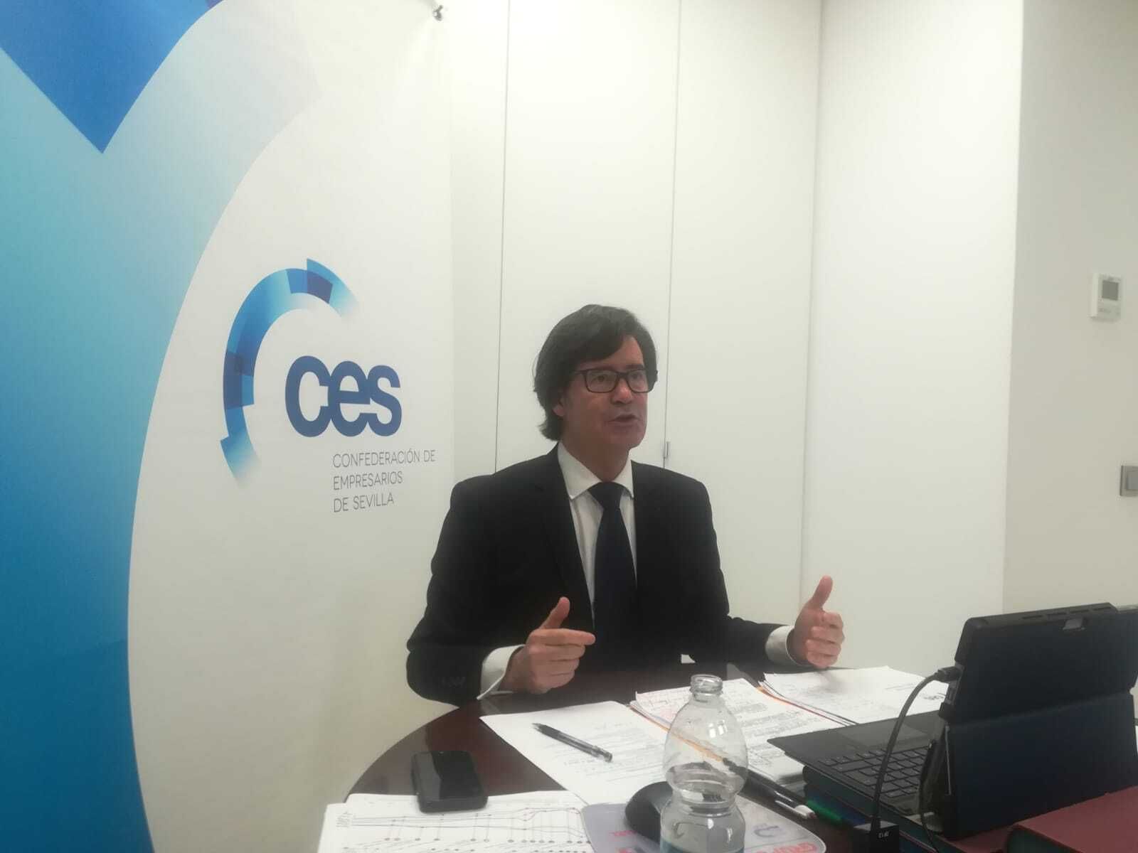 Miguel Rus, durante la rueda de prensa telemática.