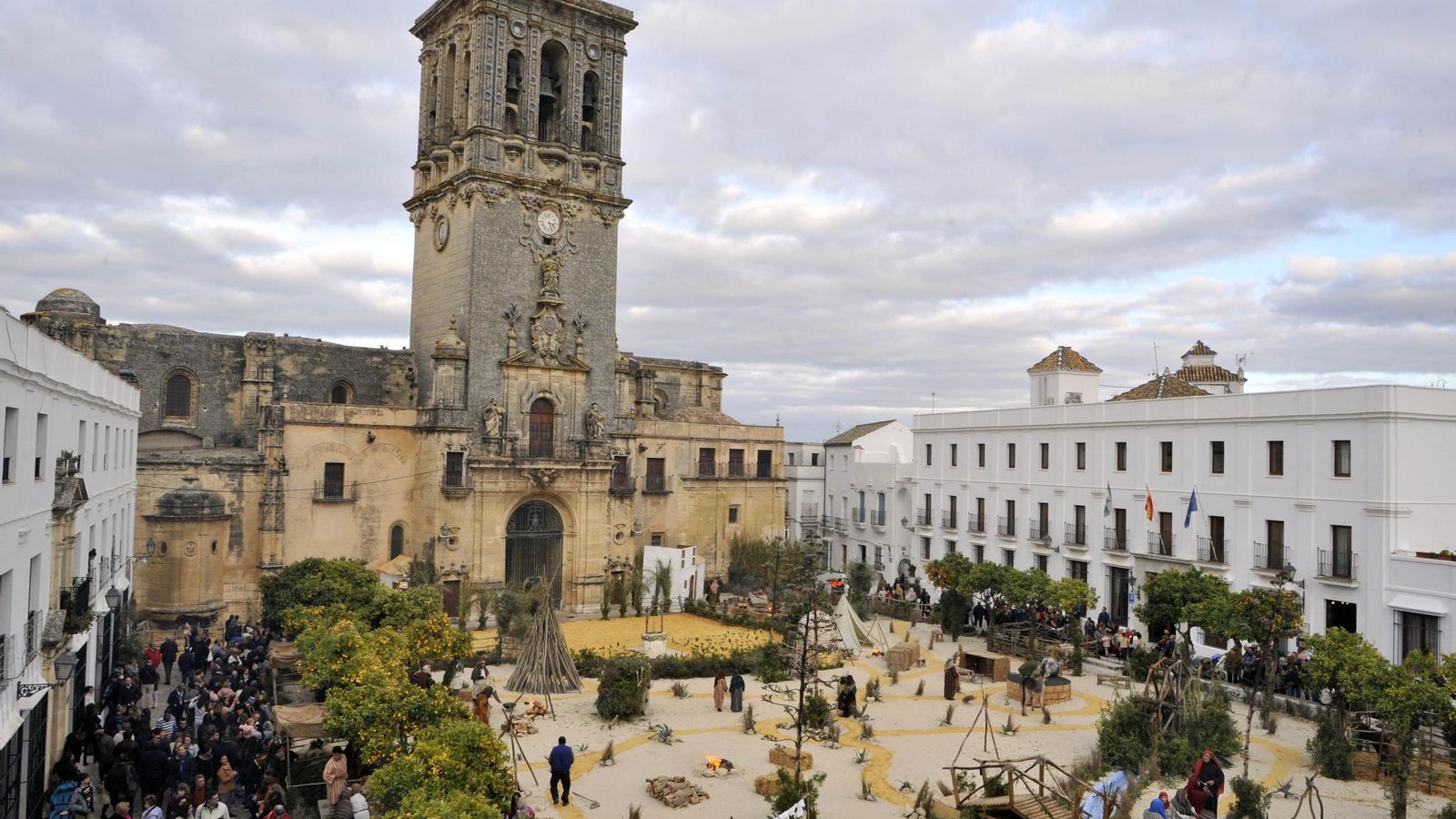 Imagen de archivo de años anteriores de la plaza del Cabildo con escenas del Belén Viviente