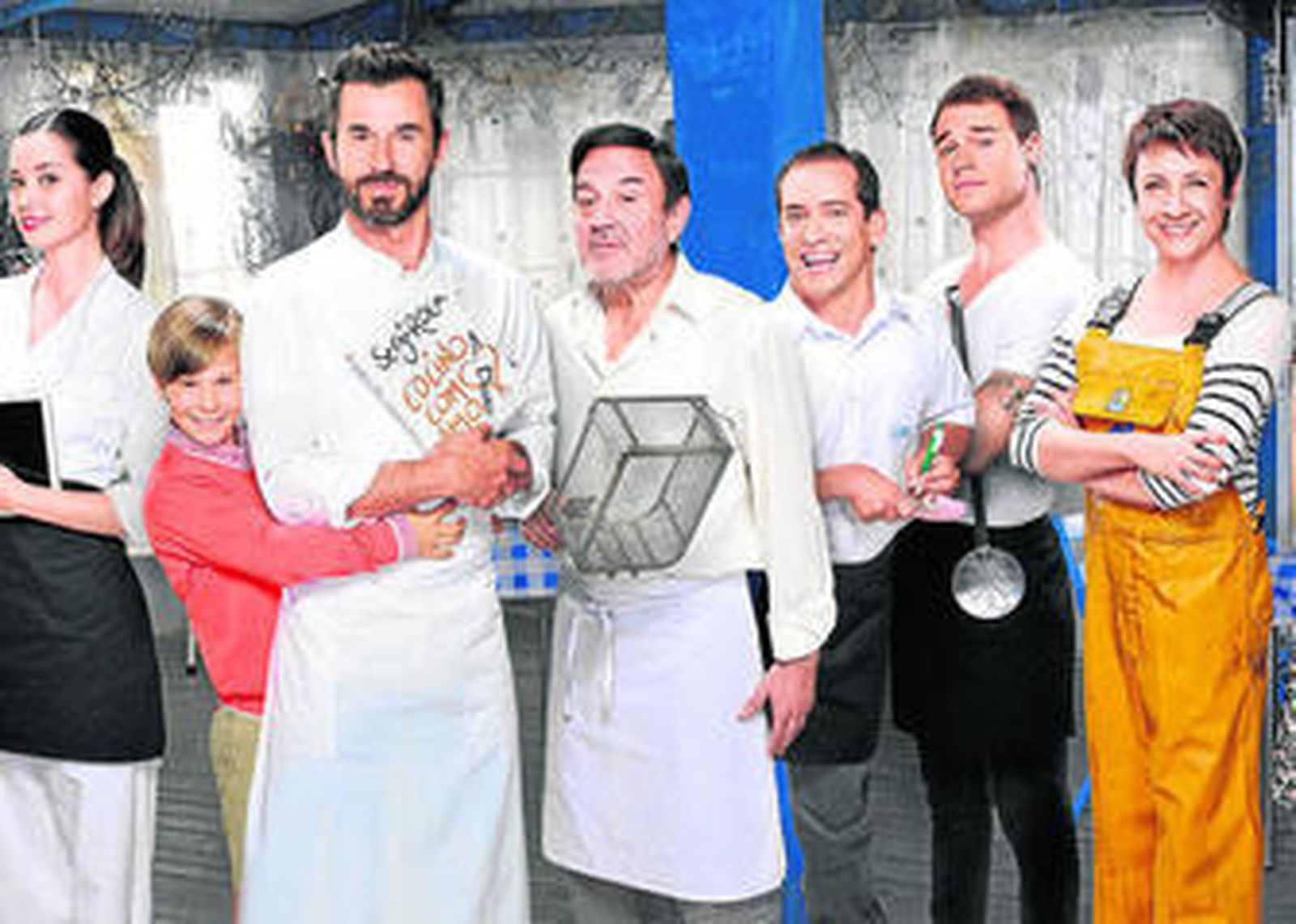 Los protagonistas de 'Chiringuito de Pepe', serie de Telecinco que aguarda la emisión de su segunda temporada.