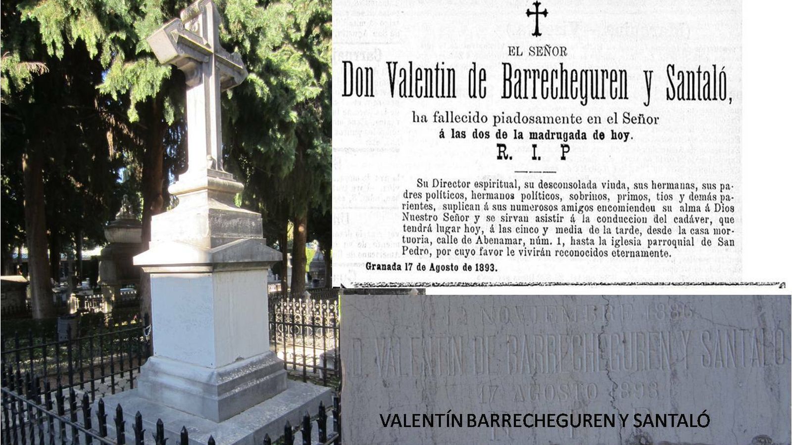 Panteón y esquela de Valentín Barrecheguren.
