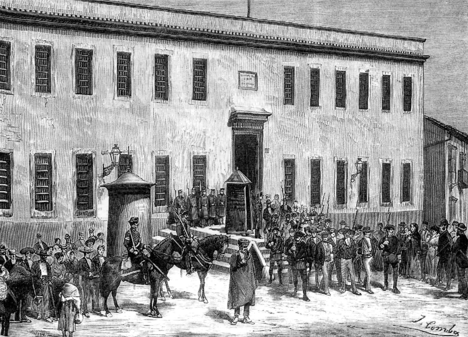 La cárcel de Jerez, grabado de La Ilustración Española y Americana por el jerezano Juan Comba.