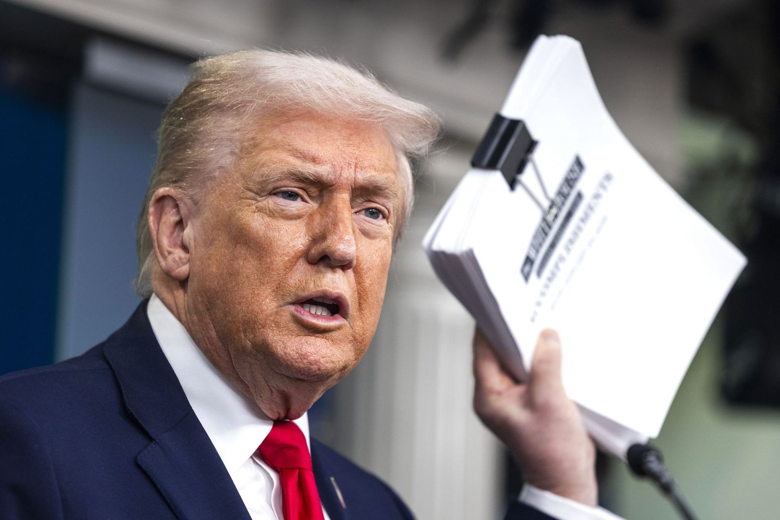 Donald Trump, este martes durante una rueda de prensa por su primer aniversario en la Casa Blanca en su segunda etapa.