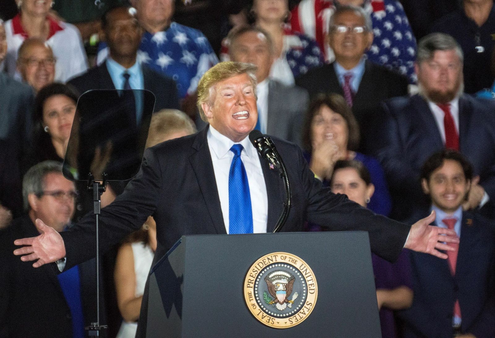 Trump, durante su alocución en un mitin celebrado el lunes en Florida.