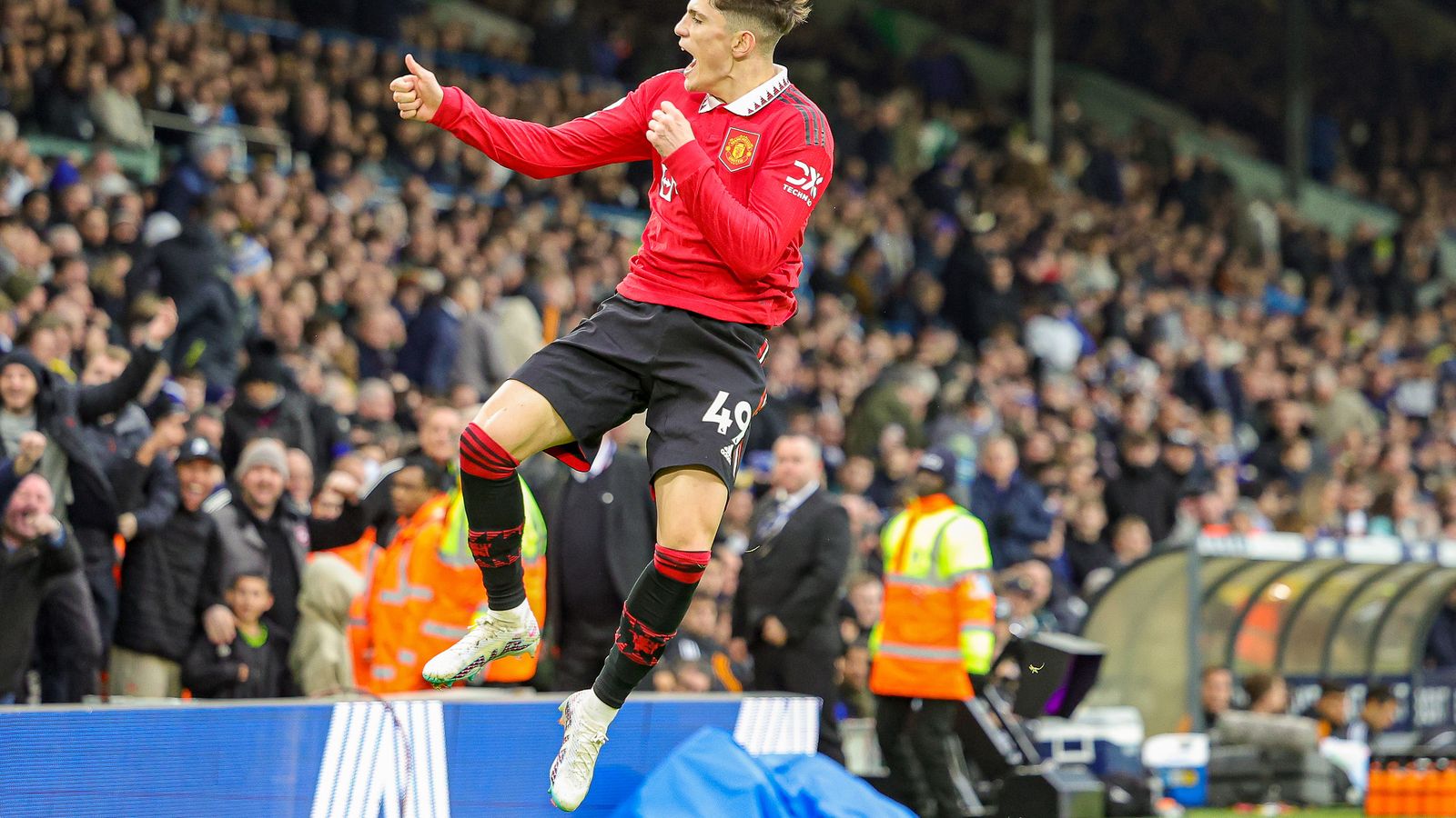 Garnacho celebra un gol con el Manchester United