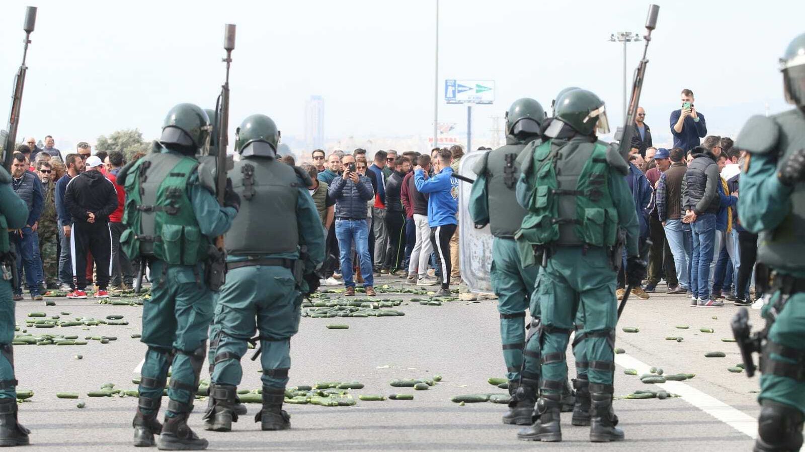 Agricultores movilizándose en El Ejido esta semana.