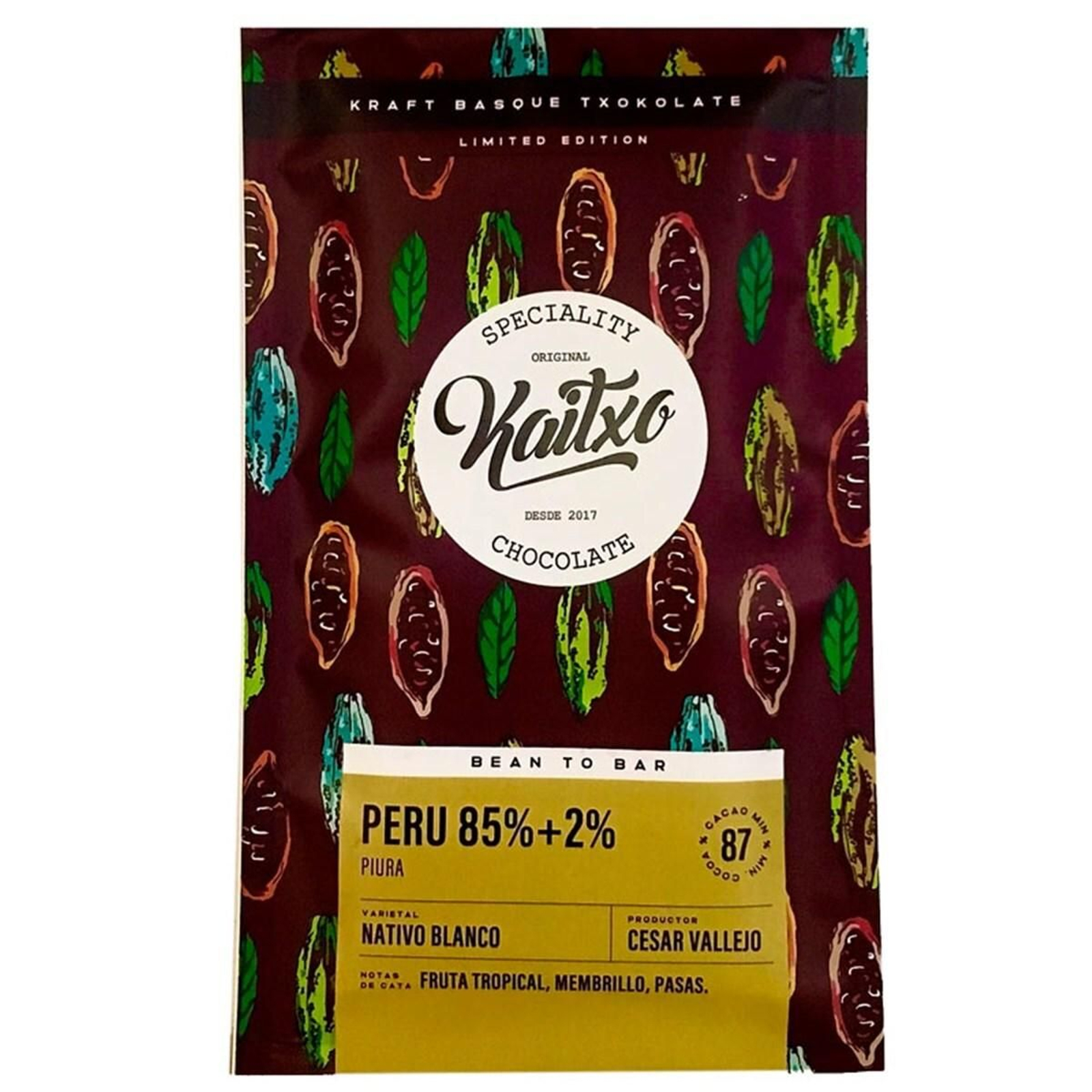 Variedad de Perú del chocolate 'Kaitxo'.