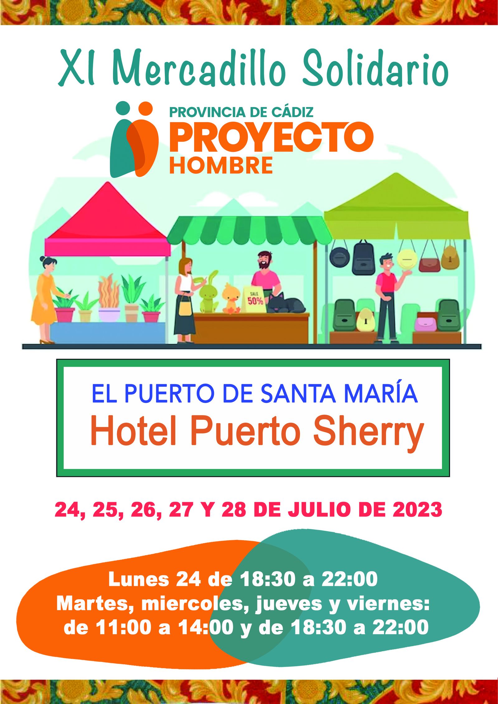 Cartel del mercadillo solidario de Proyecto Hombre.