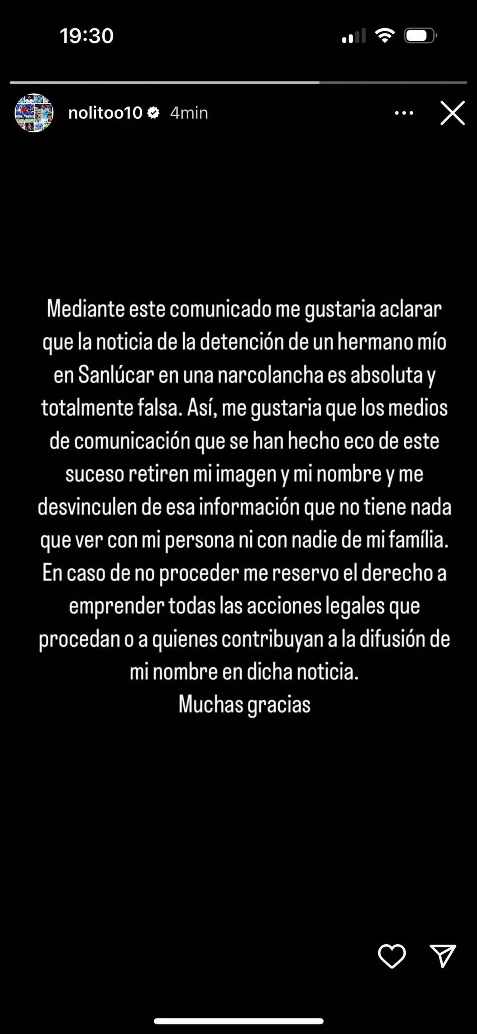 Comunicado de Nolito