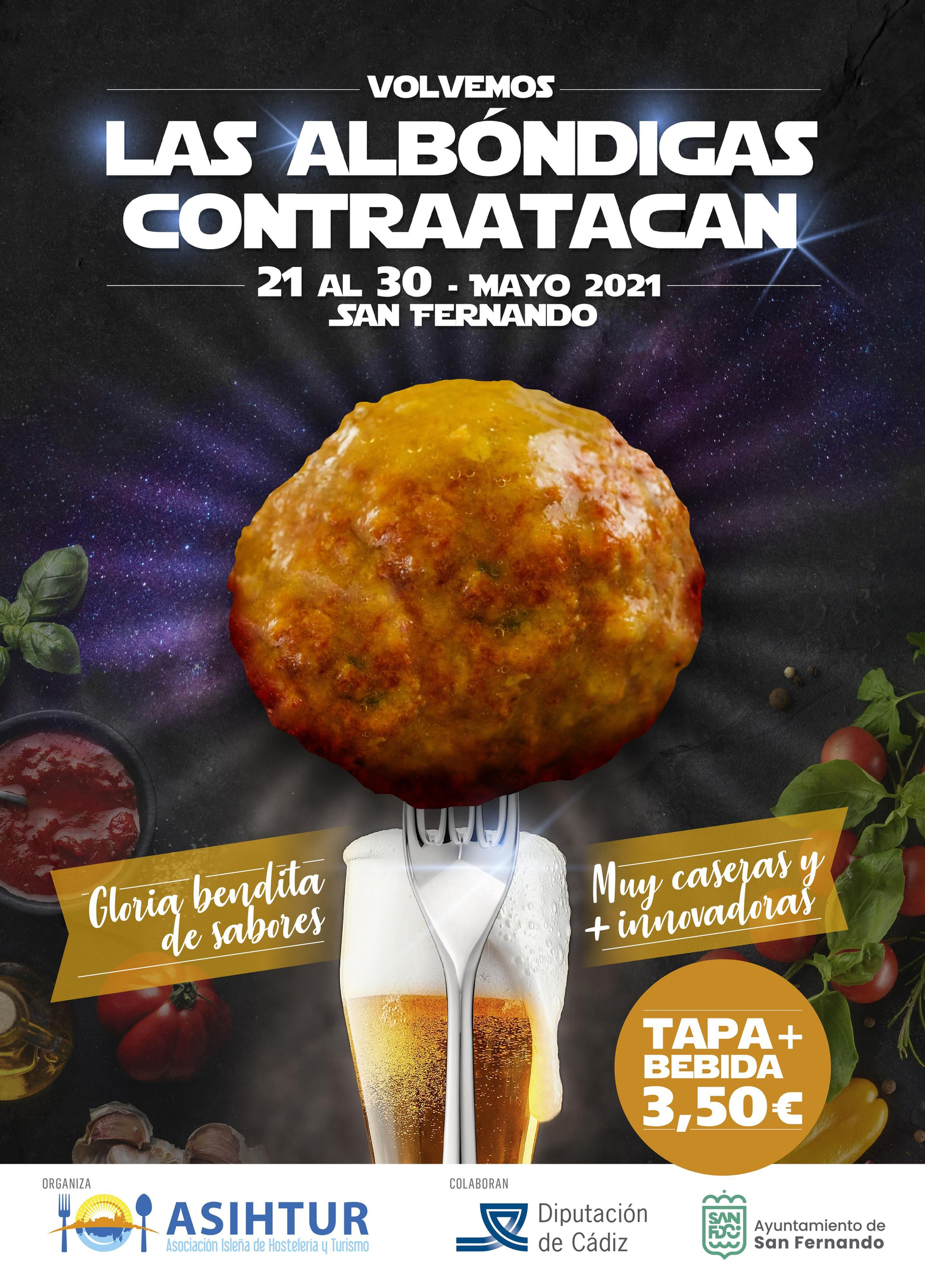 Cartel de la ruta 'Las albóndigas contraatacan'.