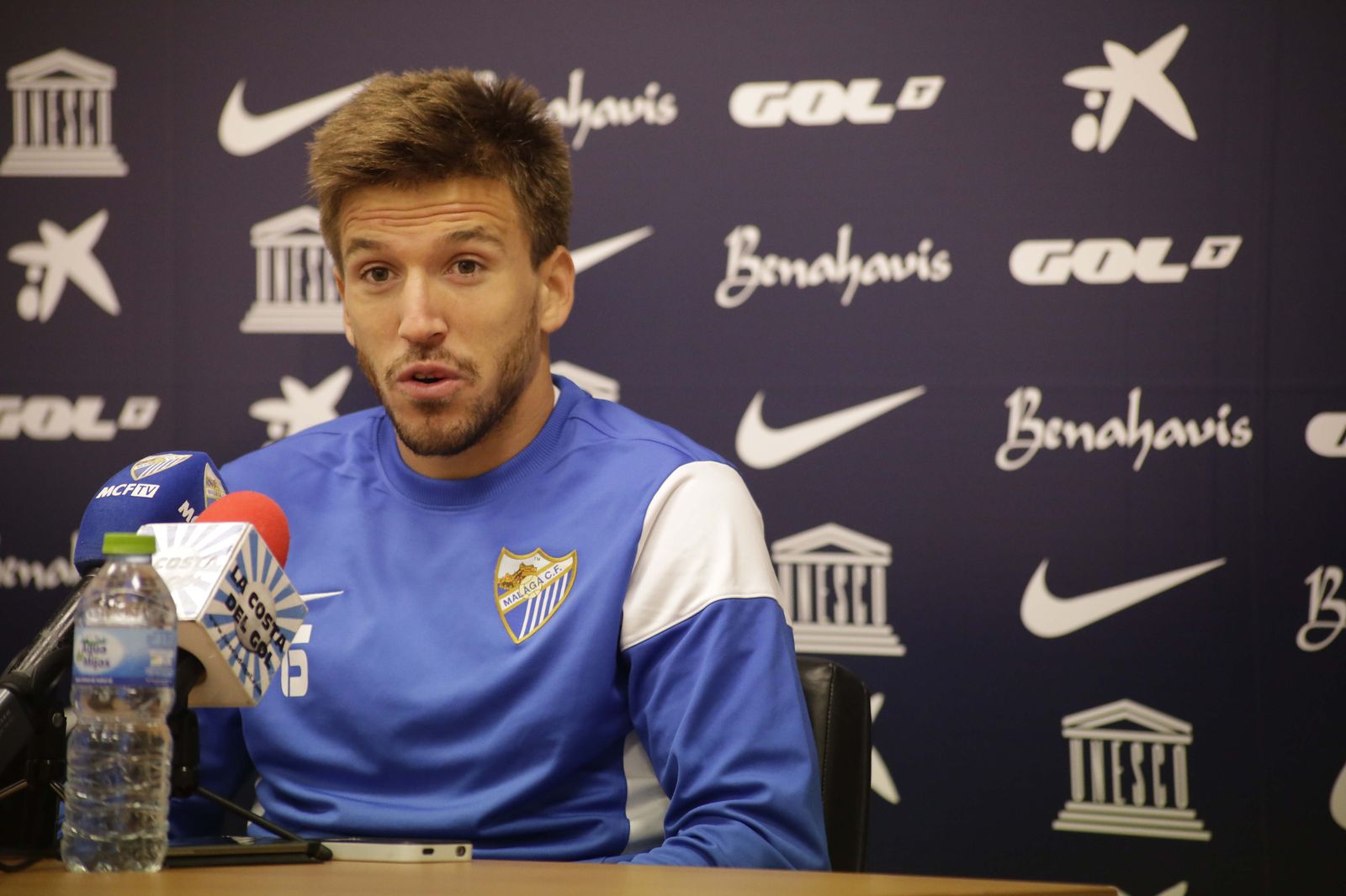 Ignacio Camacho, durante una rueda de prensa en su etapa con el Málaga.