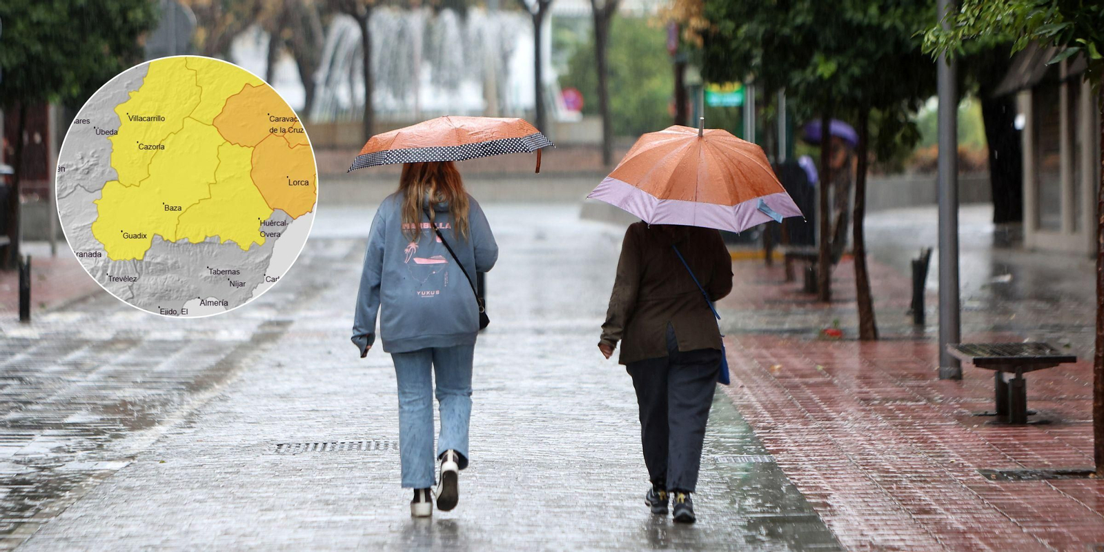 Almería, Jaén y Granda, en aviso amarillo este lunes por chubascos y tormentas.