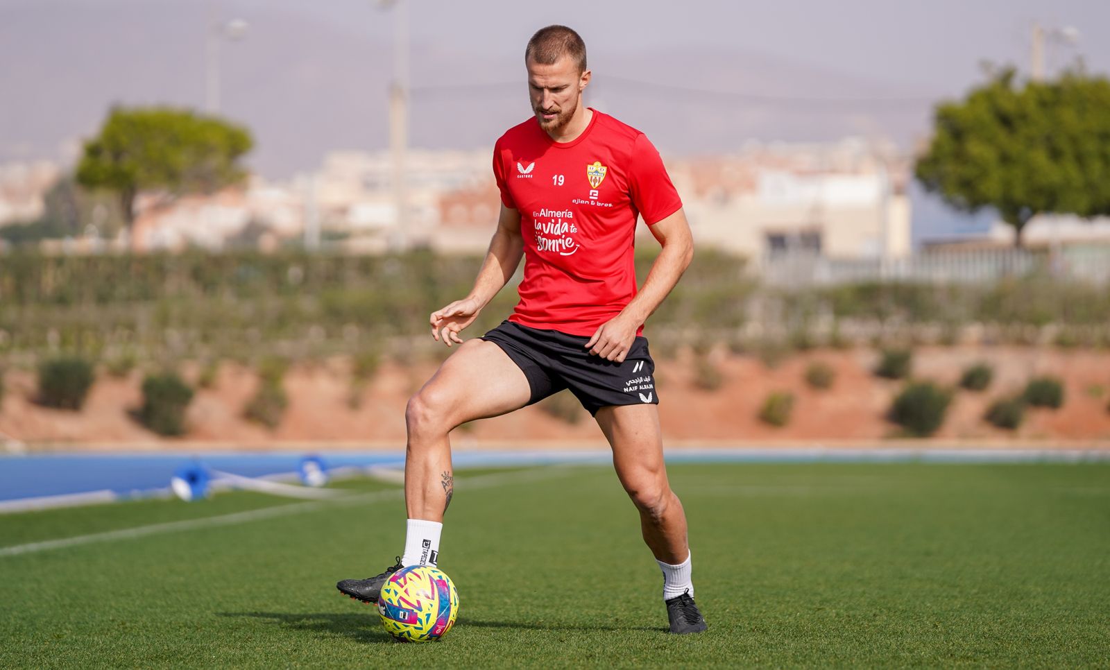 El central, en un entrenamiento en el Anexo