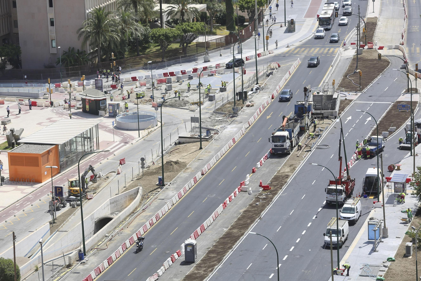 Fotos de la reurbanización del Metro de Málaga, a vista de pájaro.