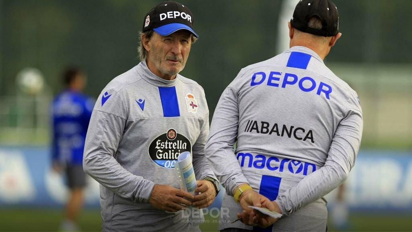Juan Antonio Anquela en un entrenamiento del Dépor.