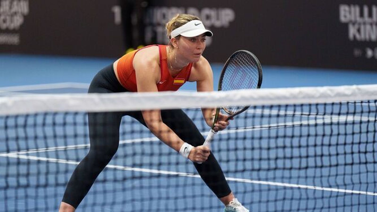 Paula Badosa, durante un entrenamiento en el Estadio de la Cartuja.