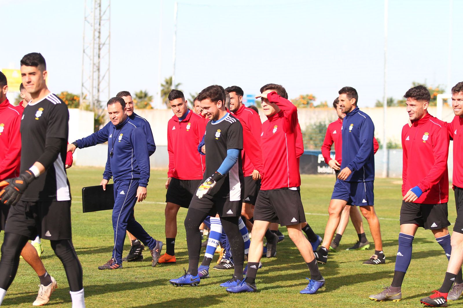 Adolfo y Cascajo, en el entreno con el primer equipo.