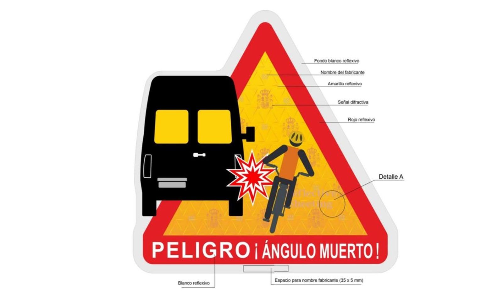Nueva señal de advertencia de peligro de ángulos muertos en vehículos de transporte de pasajeros y mercancías