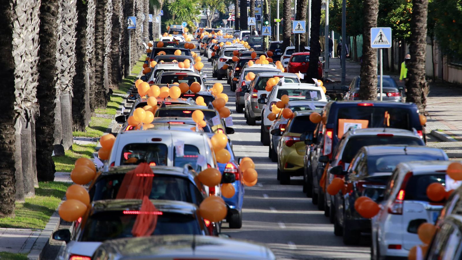 Imágenes de la manifestación en vehículos contra la Ley Celaá en Jerez