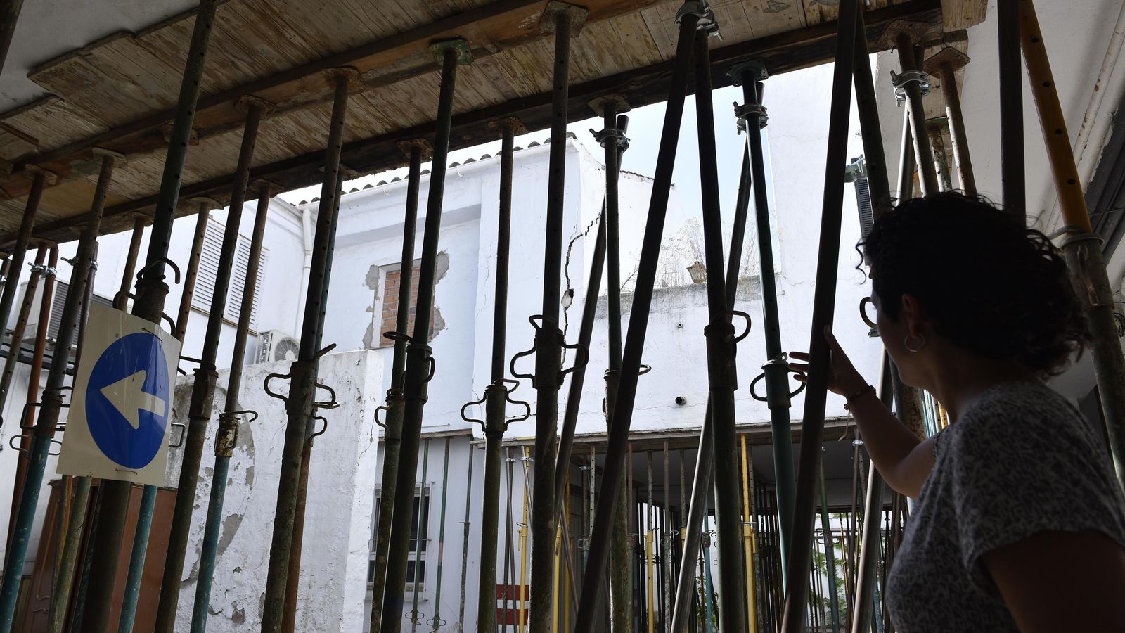 Una zona apuntalada.