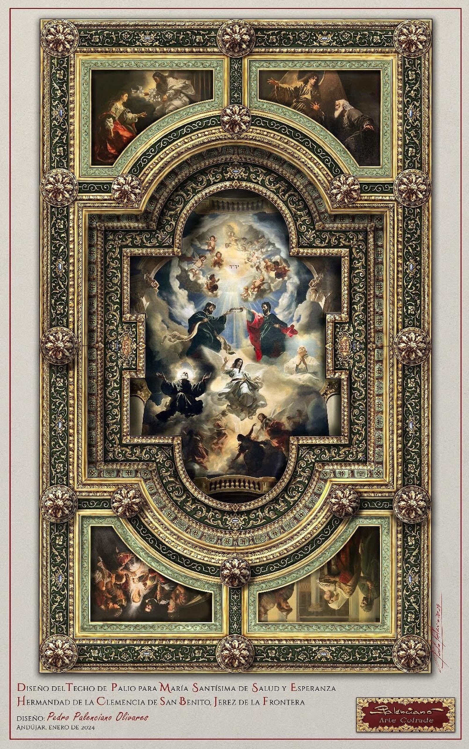 Boceto del palio de María Santísima de Salud y Esperanza.