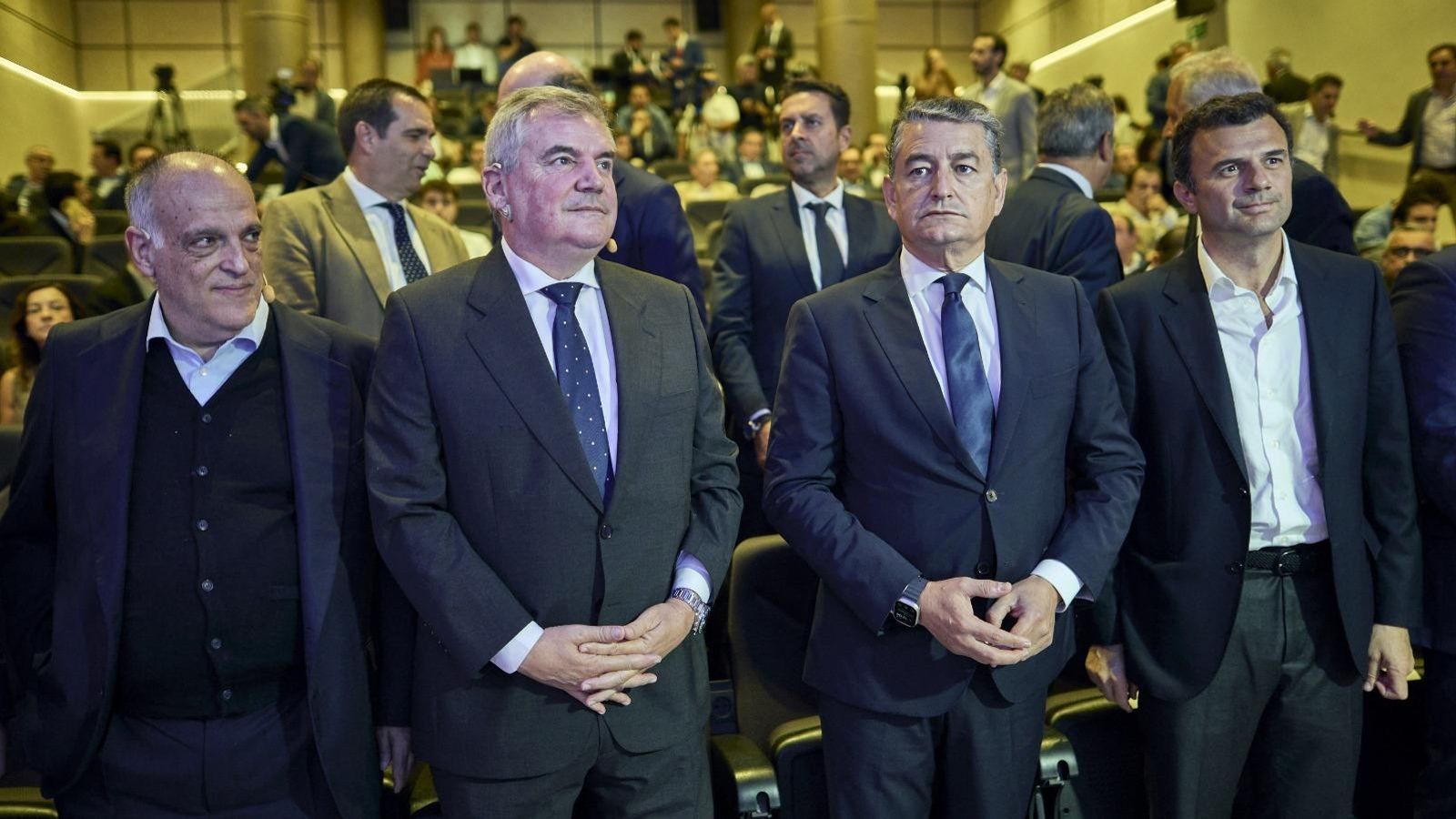 Tebas, Vizcaíno, Sanz y Bruno García, durante el acto de este miércoles.