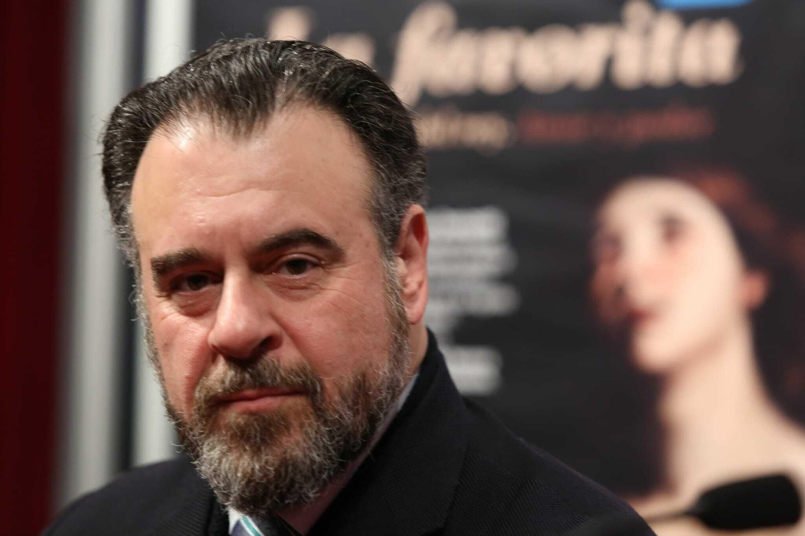 Carlos Álvarez este jueves en rueda de prensa para la presentación de la ópera 'La favorita'.