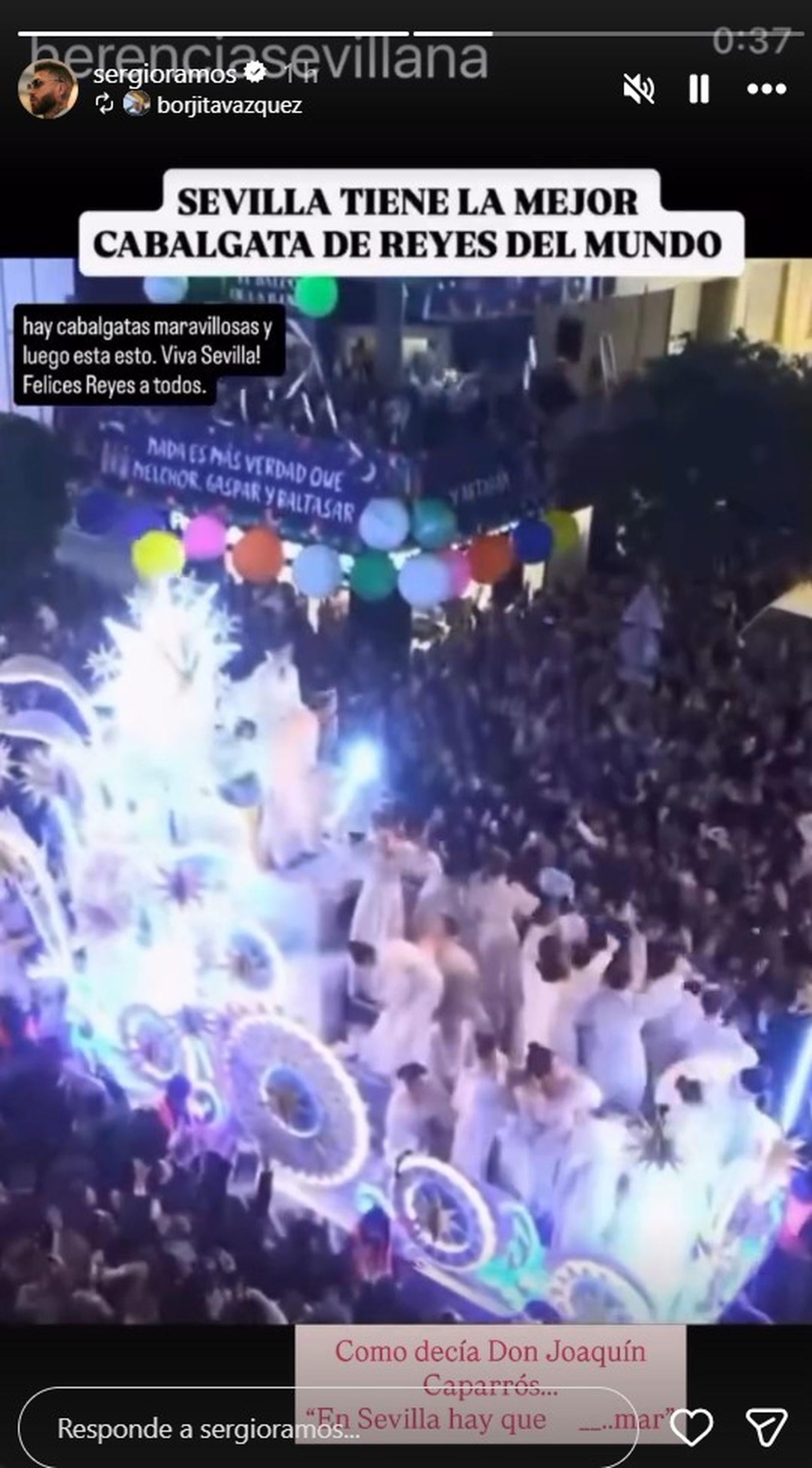 Publicación de la Cablagata de Sevilla en el perfil oficial de Sergio Ramos