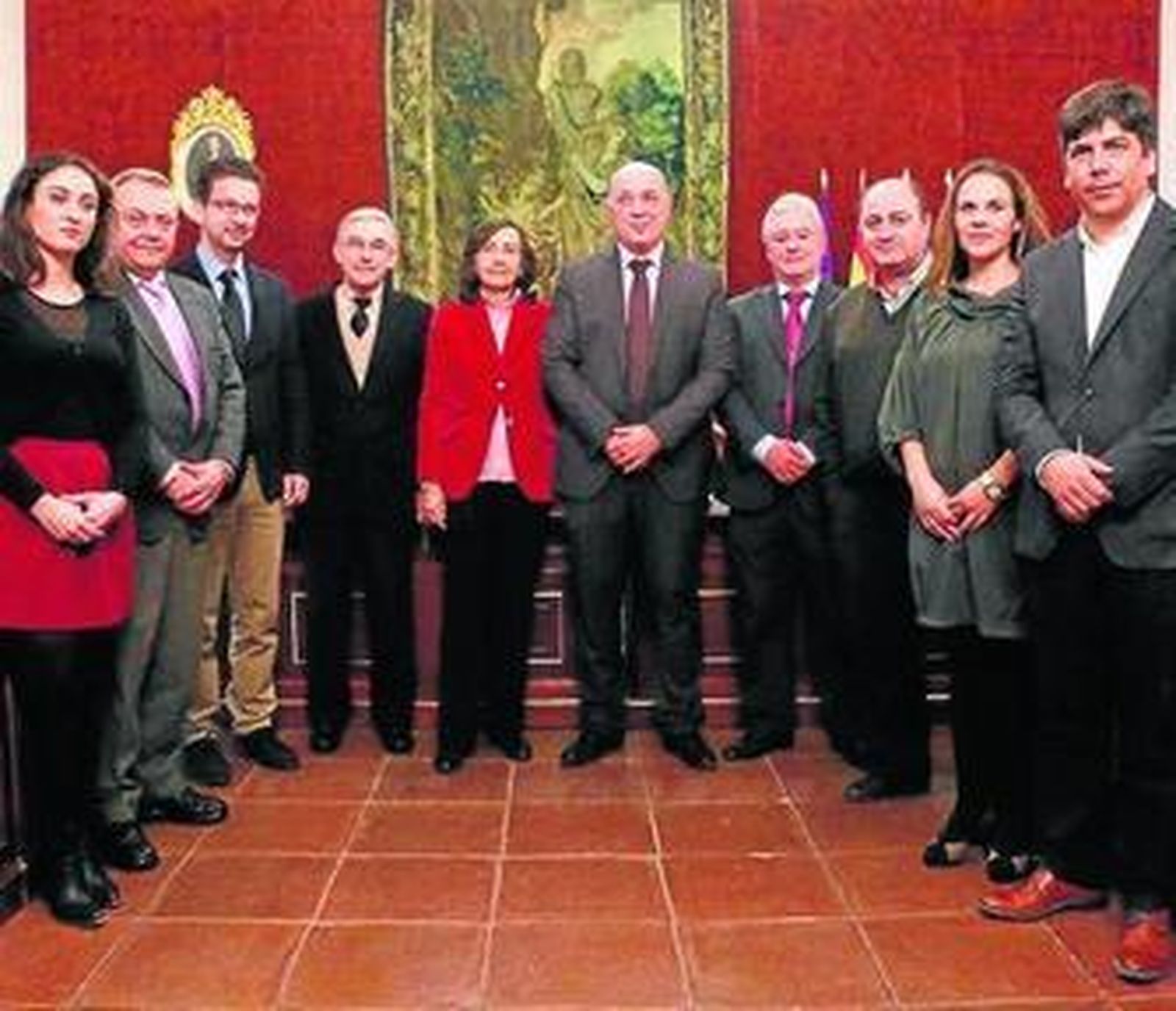 Representantes institucionales, con responsables de BBVA.