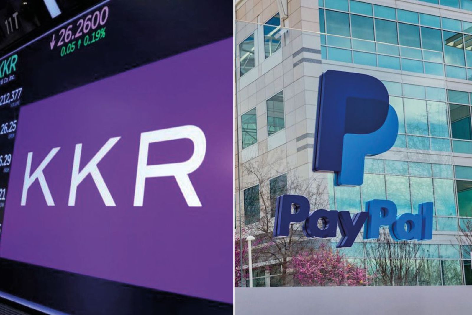 Emblemas de KKR y PayPal.